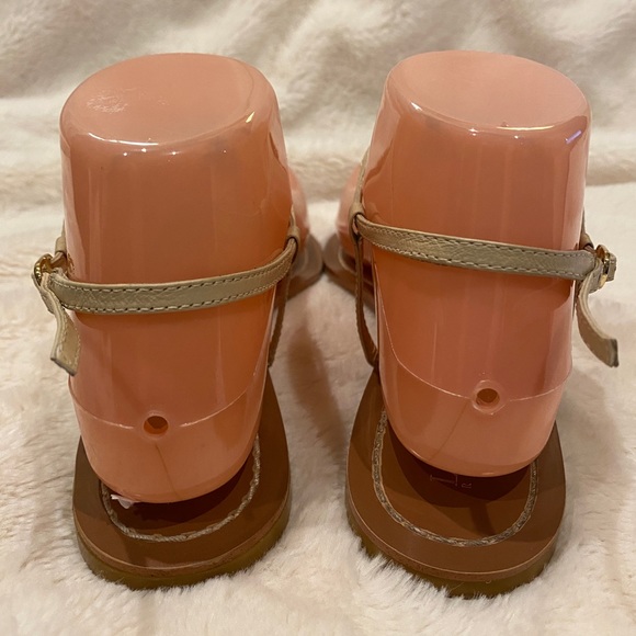 Lauren Ralph Lauren LRL Aina Leather T-Strap Khaki Flat Sandals Size 6.5 VGC - Picture 4 of 10